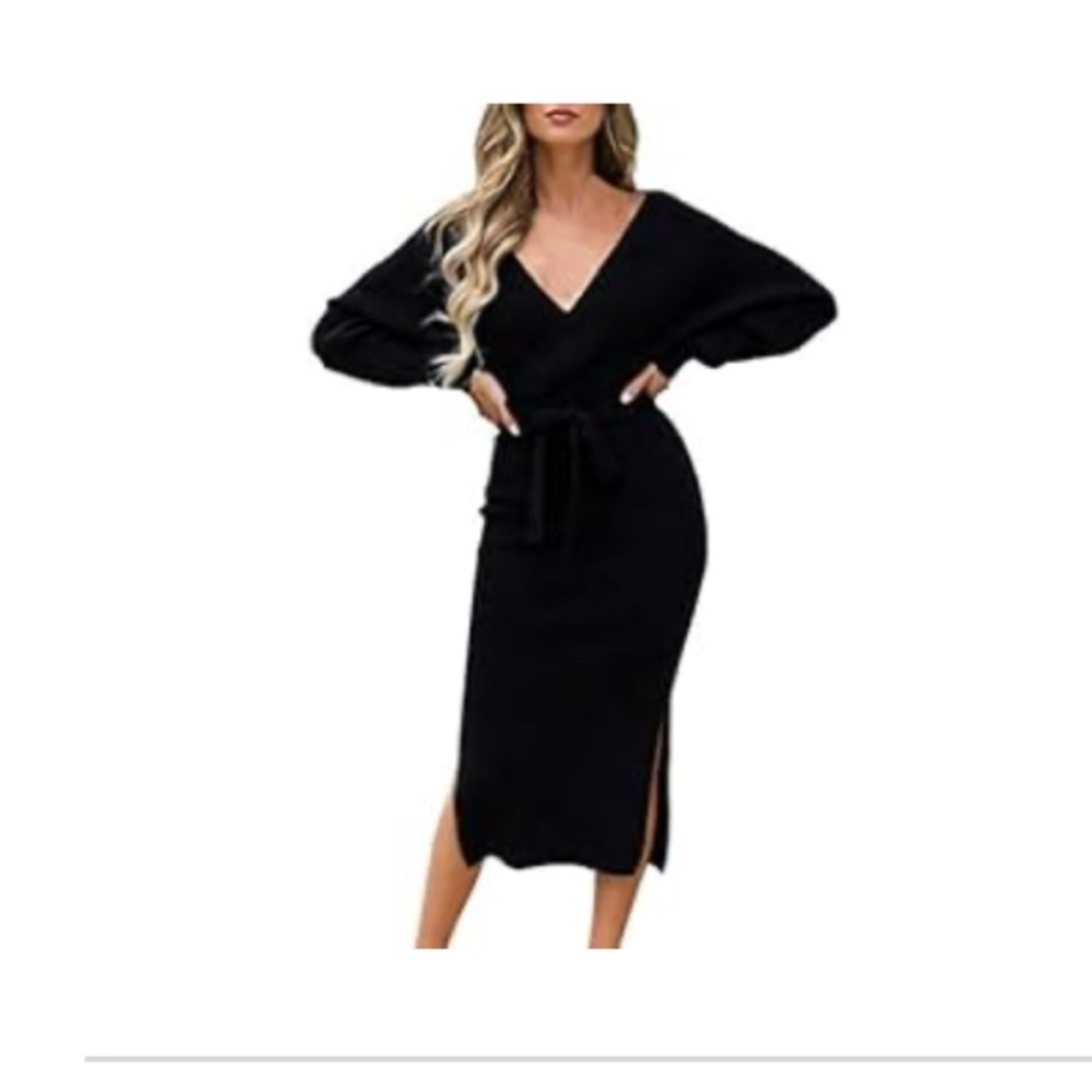 Elegant Black V-Neck Dress